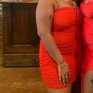 SHEIN ruched mesh body on dress